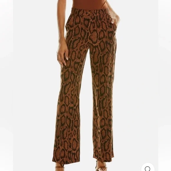 DANIELLE BERNSTEIN Brown Snake Print Pants - Picture 2 of 7